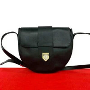 Saint Laurent Yves Cassandra Leather Shoulder Bag Sacoche Black